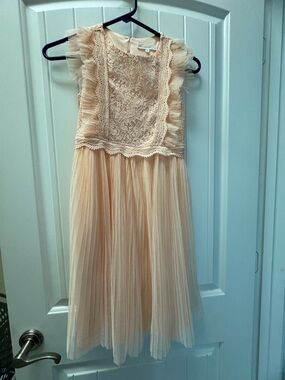 Girls Cream Lace & Tulle Party Dress
